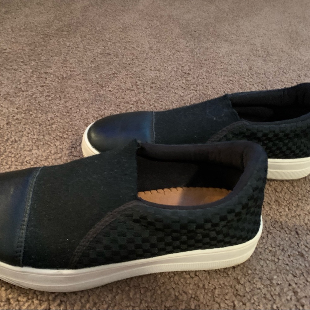 Black slip on sneaker purchased through Athleta.